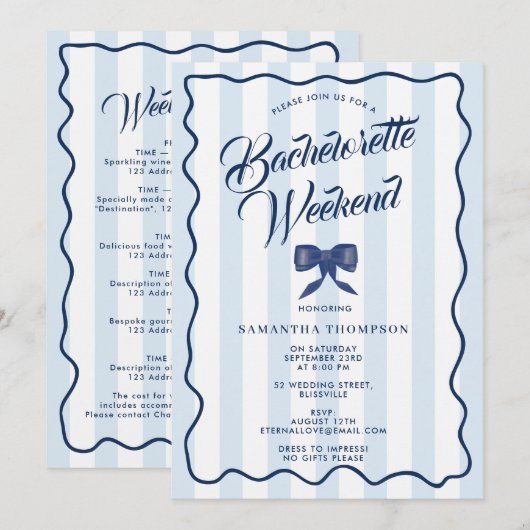 Programme de l'enterrement de vie de jeune fille B (Devant / Derrière)