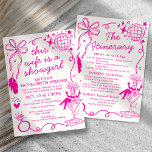 Programme de l'enterrement de vie de jeune fille d<br><div class="desc">Préparez-vous à échanger les plumes contre un voile ! Célébrez la future mariée dans le véritable esprit de Las Vegas avec cette invitation de l'enterrement de vie de jeune fille "Cette épouse est une showgirl". Avec une illustration chic et rétro d'une showgirl dans un verre à martini, des boules disco...</div>