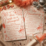 Programme de l'enterrement de vie de jeune fille d<br><div class="desc">Préparez-vous à échanger les plumes contre un voile ! Célébrez la future mariée dans le véritable esprit de Las Vegas avec cette invitation de l'enterrement de vie de jeune fille "Cette épouse est une showgirl". Avec une illustration chic et rétro d'une showgirl dans un verre à martini, des boules disco...</div>