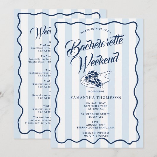 Programme de l'enterrement de vie de jeune fille W (Devant / Derrière)