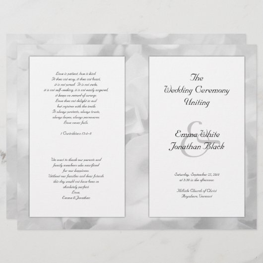 Programme de longue cérémonie florale noire et bla (Devant / Derrière)