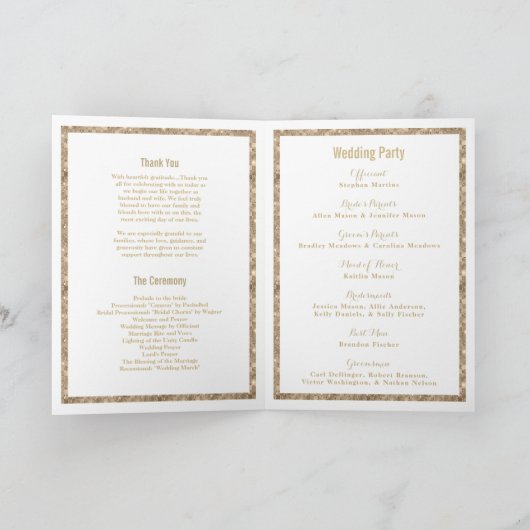 Programme de luxe classe blanc or pailleté glamour (Intérieur)