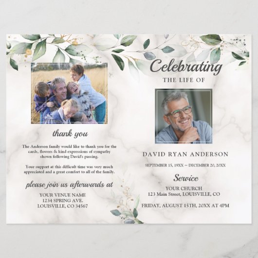 Programme de marbre commémoratif des funérailles (Devant)