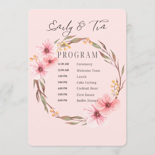 Programme de mariage (Devant)