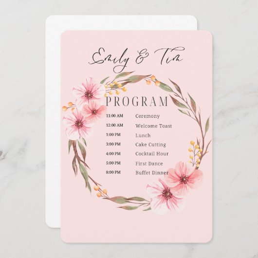 Programme de mariage (Devant / Derrière)