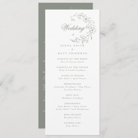 Programme de mariage (Devant / Derrière)