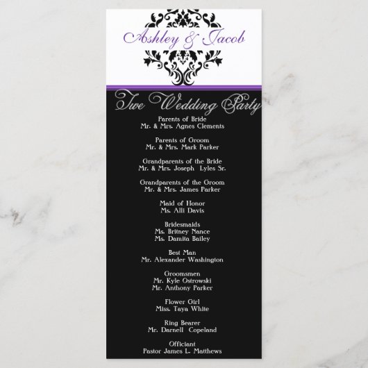 Programme de mariage (Dos)