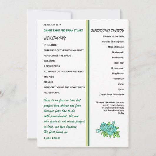 PROGRAMME DE MARIAGE (Devant)