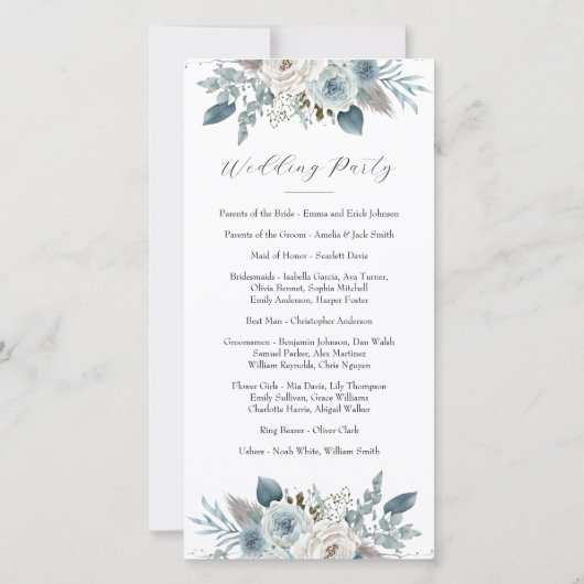 Programme de mariage (8"x4") (Dos)