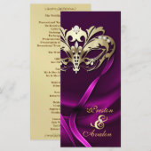 Programme de mariage à bijoux rose mascarade or (Devant / Derrière)
