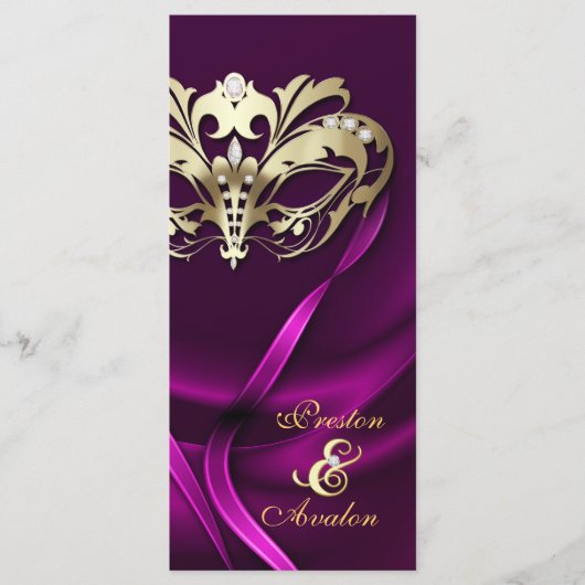 Programme de mariage à bijoux rose mascarade or (Devant)