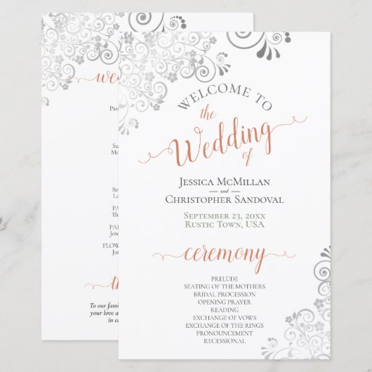 Programme de mariage à budget avec dentelle de cor (Devant / Derrière)