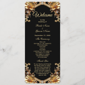 Programme de mariage à cadre doré élégant