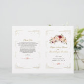 Programme de mariage à cadre doré et fleurs roses (Debout devant)