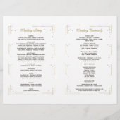 Programme de mariage à cadre doré et fleurs roses (Dos)