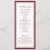 Programme de mariage à cadre élégant classique bor (Dos)