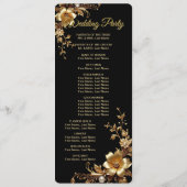 Programme de mariage à cadre orné de fleurs dorées (Dos)