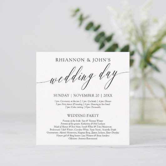 Programme de mariage à calligraphie délicate (Debout devant)