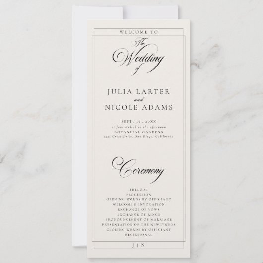 Programme de mariage à calligraphie en ivoire noir (Devant)