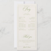 Programme de mariage à calligraphie en ivoire vert (Dos)