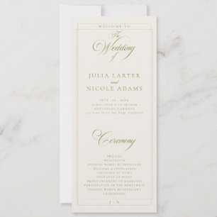 Programme de mariage à calligraphie en ivoire vert