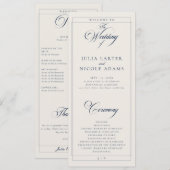 Programme de mariage à calligraphie ivoire Navy cl (Devant / Derrière)