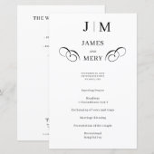 Programme de mariage à calligraphie monogramme cla (Devant / Derrière)