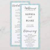 Programme de mariage à carreaux vert, rose et blan (Devant / Derrière)