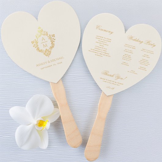 Programme de mariage à cœur en forme de éventail a