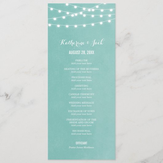 Programme de mariage à cordes Aqua (Devant)