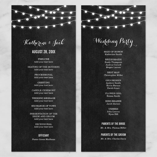 Programme de mariage à cordes de charbon