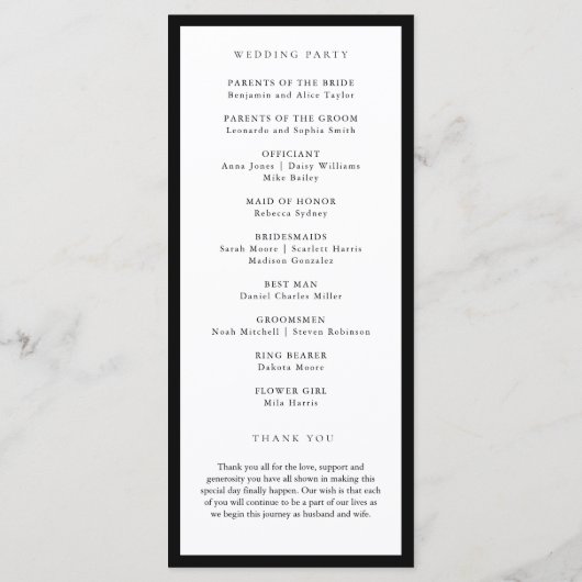 Programme de mariage à couronne de monogramme clas (Dos)