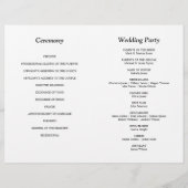 Programme De Mariage À Deux Faux Traditionnel Élég (Dos)
