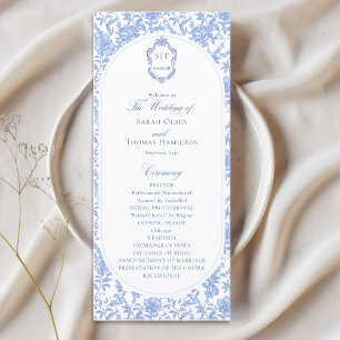 Programme de mariage à fleurs bleues et blanches e