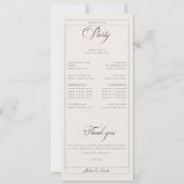 Programme de mariage à la calligraphie ivoire choc (Dos)