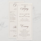 Programme de mariage à la calligraphie ivoire choc (Devant / Derrière)