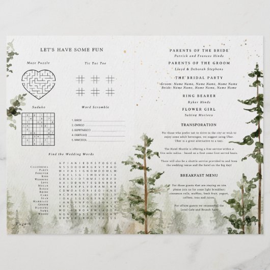 Programme de mariage à la cascade de la forêt rust (Devant)