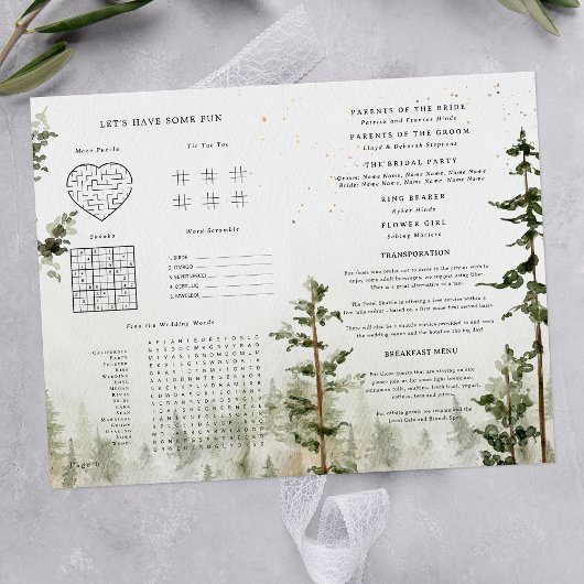 Programme de mariage à la cascade de la forêt rust