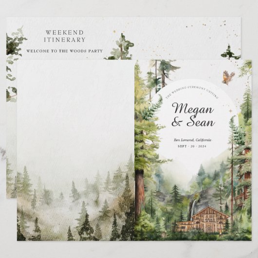Programme de mariage à la cascade de la forêt rust (Devant / Derrière)