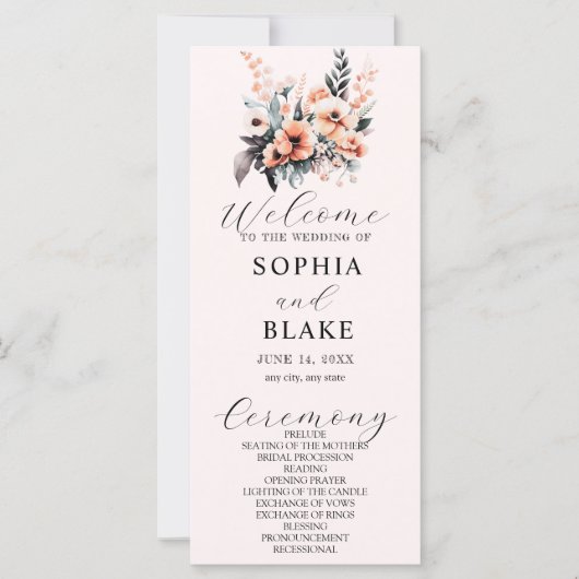 Programme de mariage à la crème aux fleurs blanche (Devant)