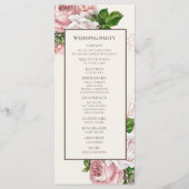 Programme de mariage à la crème florale rose paste (Dos)