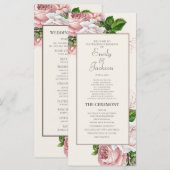 Programme de mariage à la crème florale rose paste (Devant / Derrière)