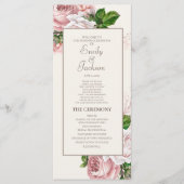 Programme de mariage à la crème florale rose paste (Devant)
