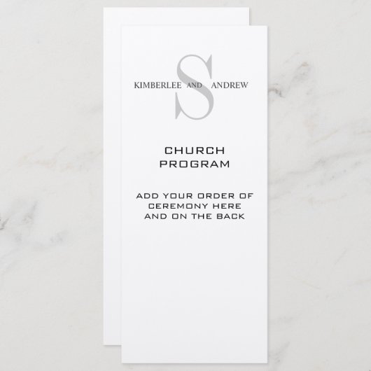 Programme de mariage à la crème monographique (Devant / Derrière)