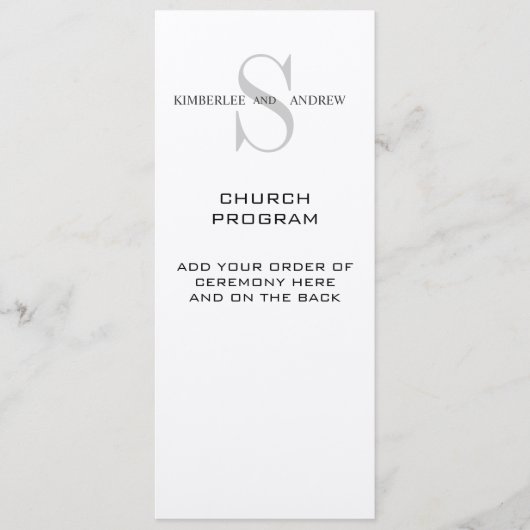 Programme de mariage à la crème monographique (Devant)