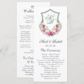 Programme de mariage à la crête florale rose (Devant / Derrière)