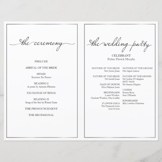 Programme de mariage à la frontière argentée avec  (Dos)