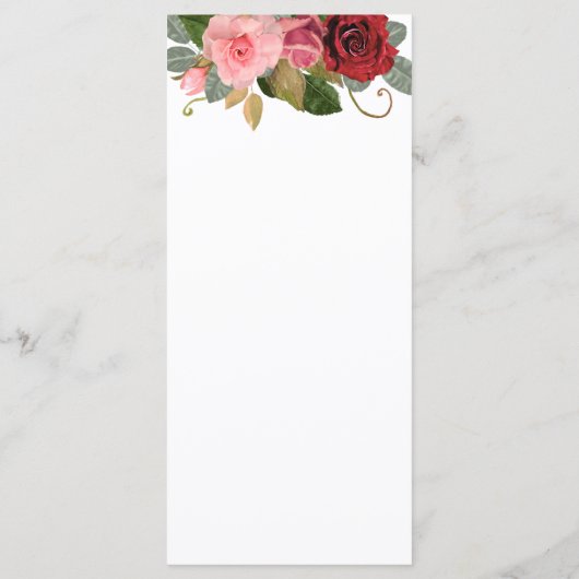 Programme de mariage à la frontière rouge et rose (Dos)