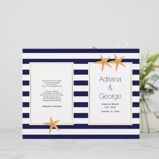 Programme de mariage à la plage pliée de Starfish (Debout devant)