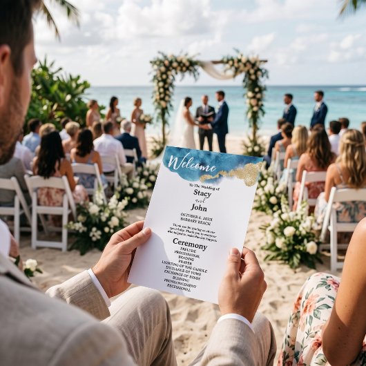 Programme de mariage à la plage tropicale océaniqu